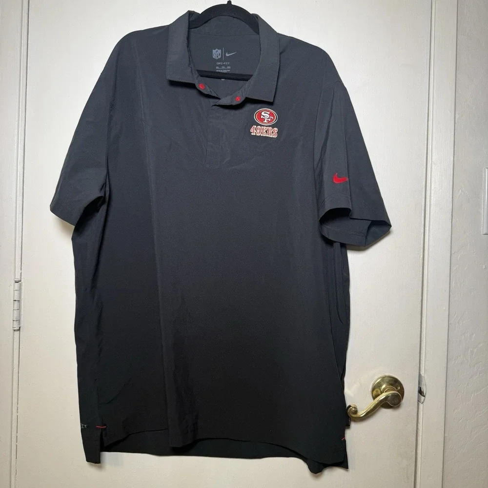 NFL Nike San Francisco 49rs Men's 2XL 1/4 Snap Black Red Pullover S/S Shirt